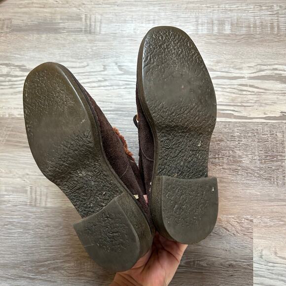 Vintage Vicini Brown Suede Ankle Boots with Shearling Lining Made in Italy 39 - Picture 8 of 10